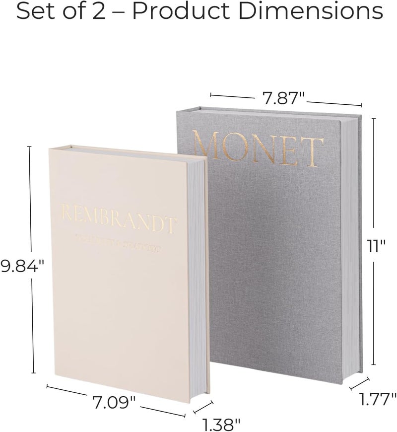 Fveuc Upgraded Decorative Books for Home Decor - Coffee Table Faux Books for Decoration, Linen Fake Book Storage Box for Entryway, Bookshelf, Modern, Boho, Farmhouse & Neutral Aesthetic Decor, Set of 2 - Image 2